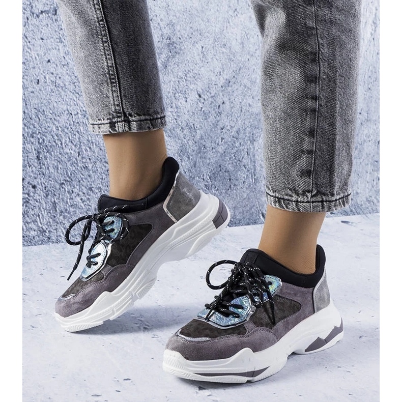 D/GMR Tênis cinza decorado com inserções Savard