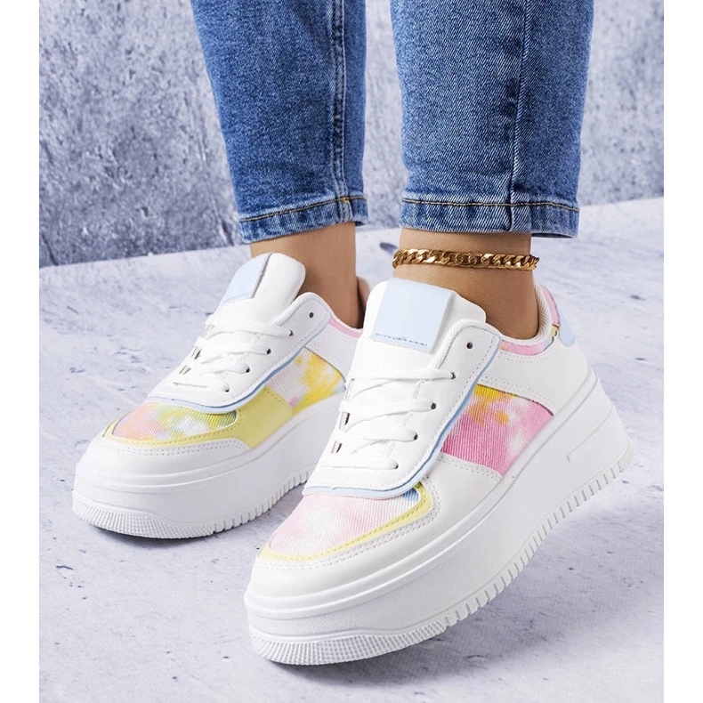 D/GMR Sapato plataforma branco e azul Heloise