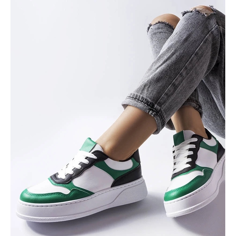 D/GMR Sapato branco e verde com sola mais grossa da Baron