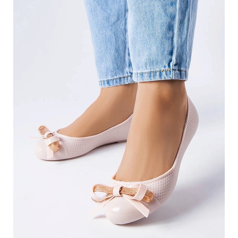 D/GMR Bailarinas bege decoradas com laço Harlingen