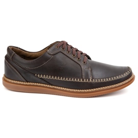Olivier Sapatos de couro masculino Modelo casual 313gt marrom escuro
