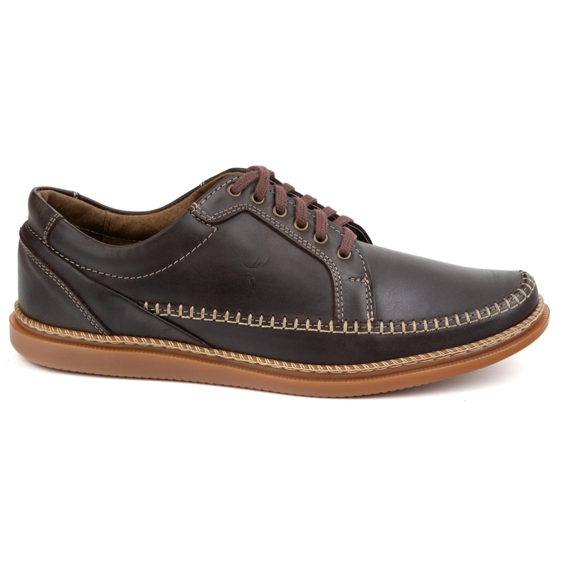 Olivier Sapatos de couro masculino Modelo casual 313gt marrom escuro castanho