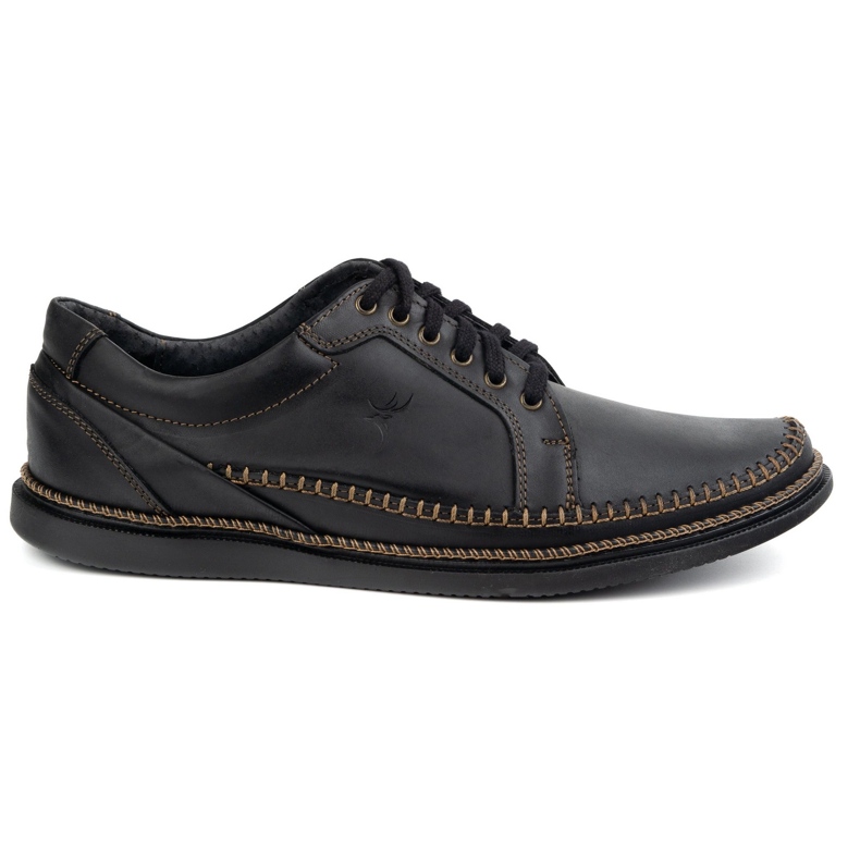 Olivier Sapatos de couro masculino Modelo casual 313gt preto