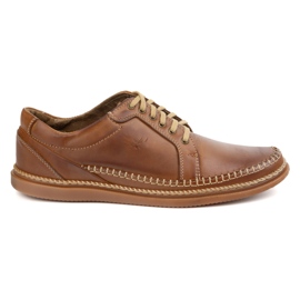 Olivier Sapatos de couro masculino Modelo casual 313GT Camel marrom