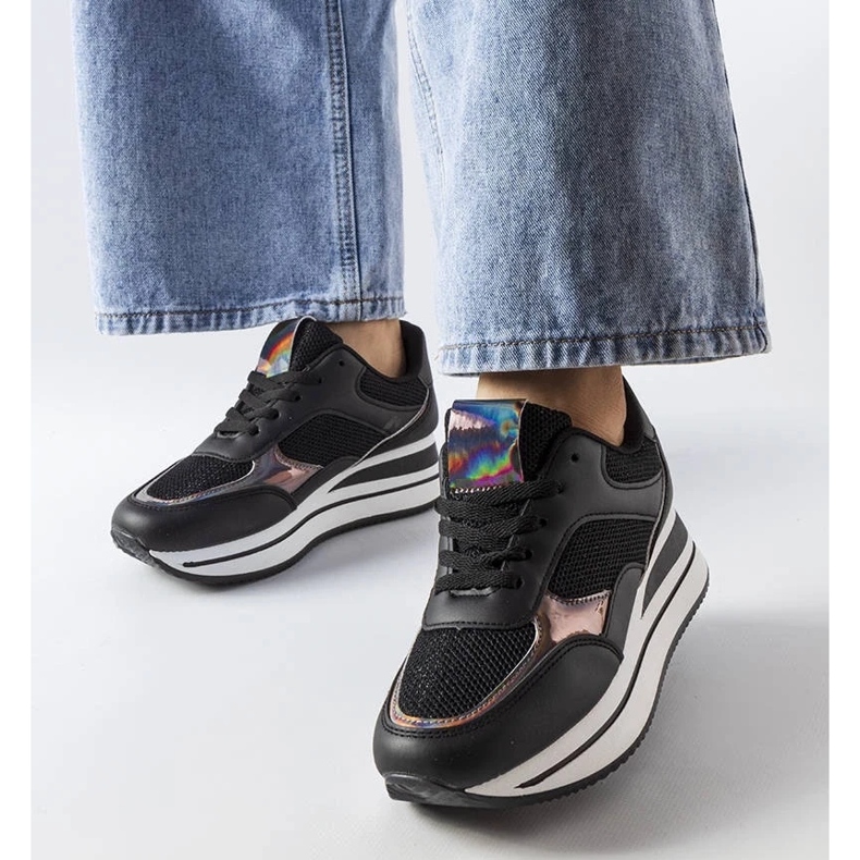 D/GMR Tênis negros na sola grossa Ethel preto