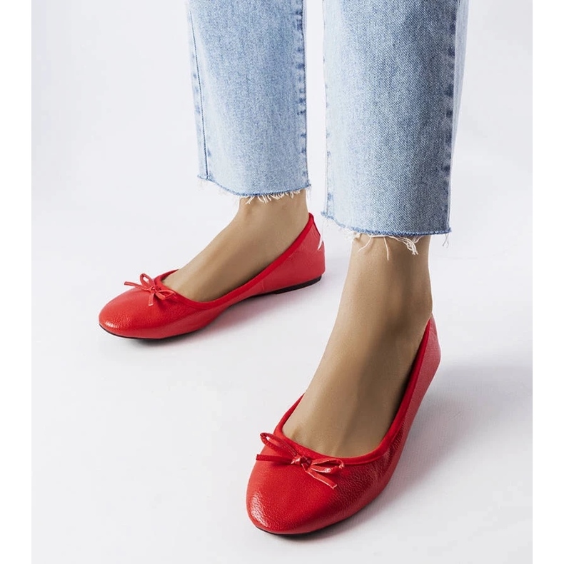 D/GMR Bailarinas vermelhas com laço de Vaillancour vermelho D/GMR Bailarinas vermelhas com laço de Vaillancour vermelho