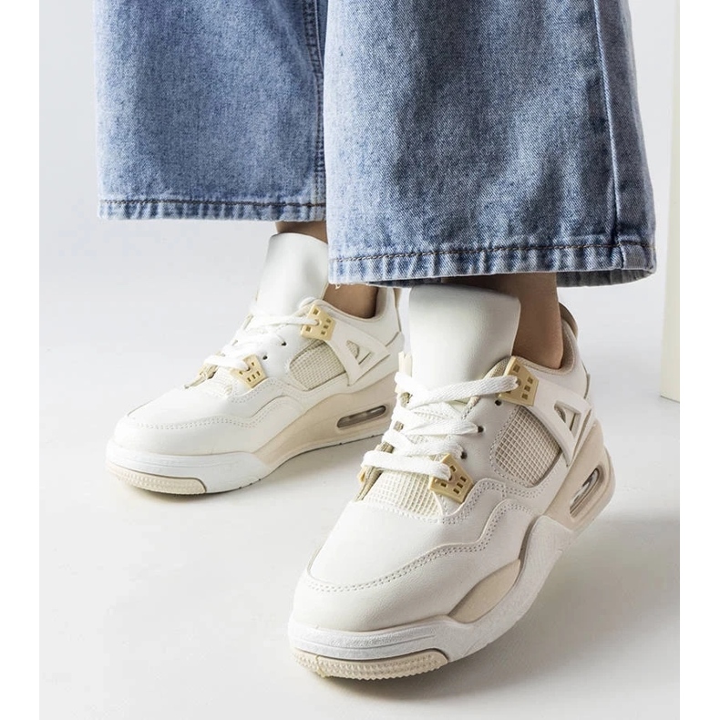 D/GMR Tênis bege feito de materiais combinados da Malas