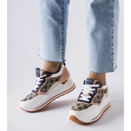 D/GMR Tênis de cunha Rouxi branco e rosa