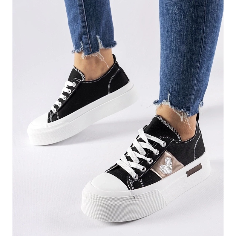 D/GMR Tênis plataforma Lawton preto e prata