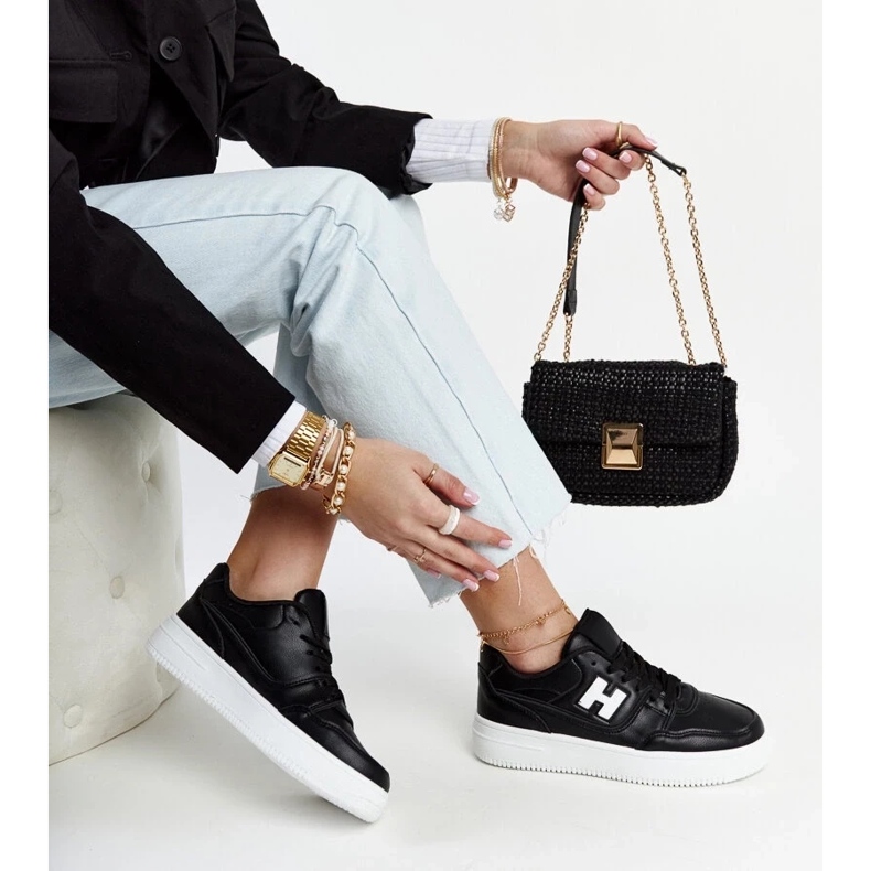 D/GMR Tênis preto em plataforma Mentha branca