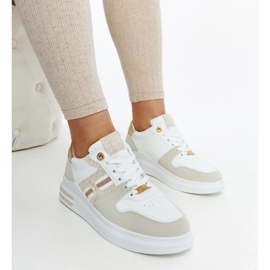 D/GMR Tênis branco e bege na plataforma Negisti