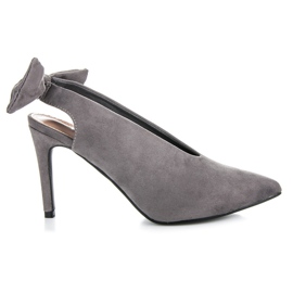 Cm Paris Bombas de camurça com laço cinza Cm Paris Bombas de camurça com laço cinza