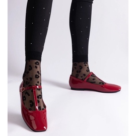 D/CEO Bailarinas envernizadas vermelhas com cinto de Marselha vermelho