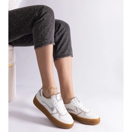 D/CEO Tênis branco e prateado com sola de borracha Quica prata