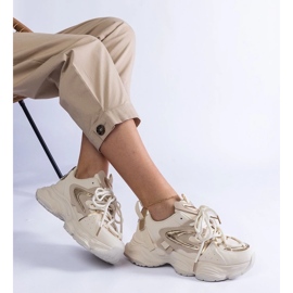 D/CEO Tênis esportivos femininos bege com sola enorme Lien