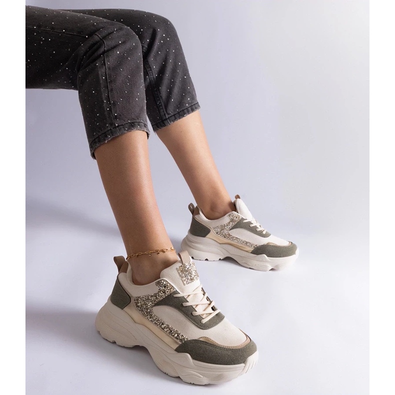 D/CEO Tênis verde com inserções de glitter Clorinda