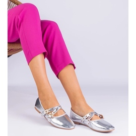 D/CEO Bailarinas ecológicas de prata decoradas com fivelas Emmarino