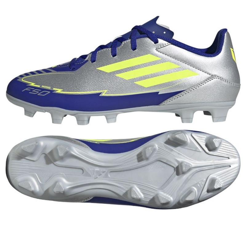 Adidas F50 Club FG/MG IH0916 Sapatos azuis de prata