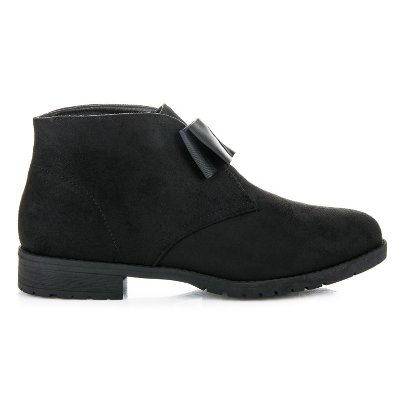 Ideal Shoes Botas planas com laço preto