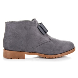 Ideal Shoes Botas rasas com laço cinza