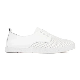 Goodin Tênis brancos de trabalho aberto feitos de couro natural Goodin Tênis brancos de trabalho aberto feitos de couro natural