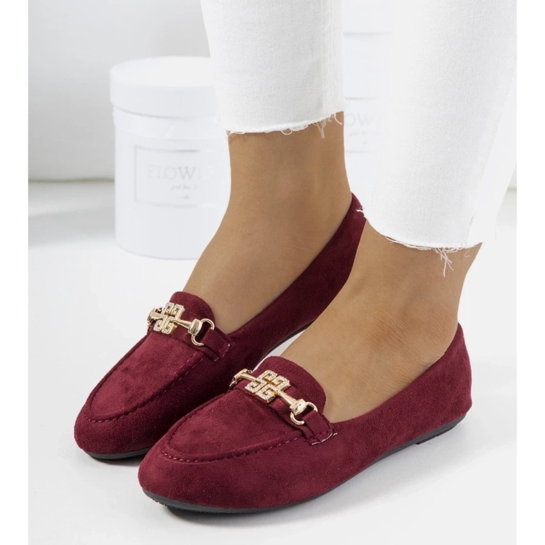 D/CEO Mocassins Borgonha com fivela Cardoso vermelho