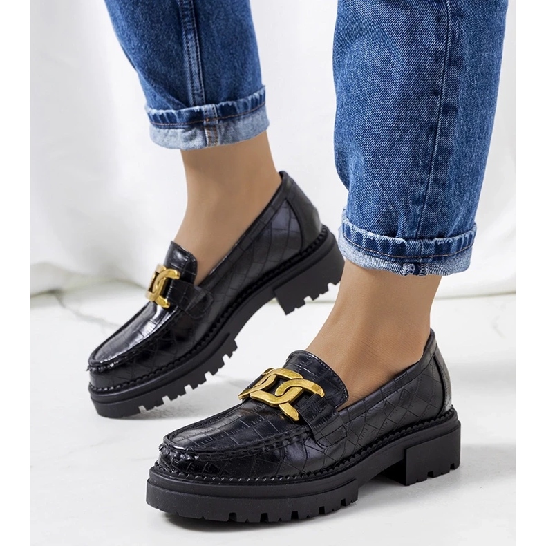 D/CEO Mocassins pretos em uma sola alta Zanen