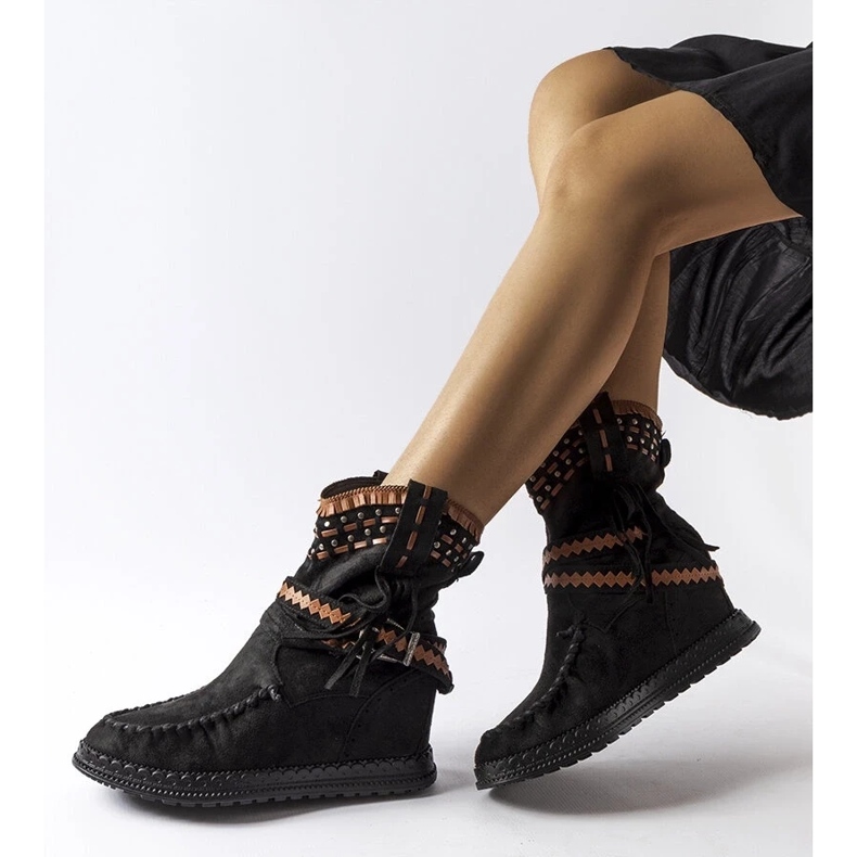 D/CEO Botas de cunha pretas, Beausoleil