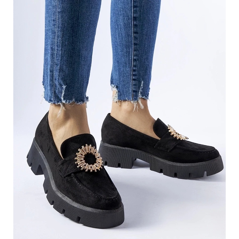 D/CEO Mocassins pretos decorados com fivela Stanislas