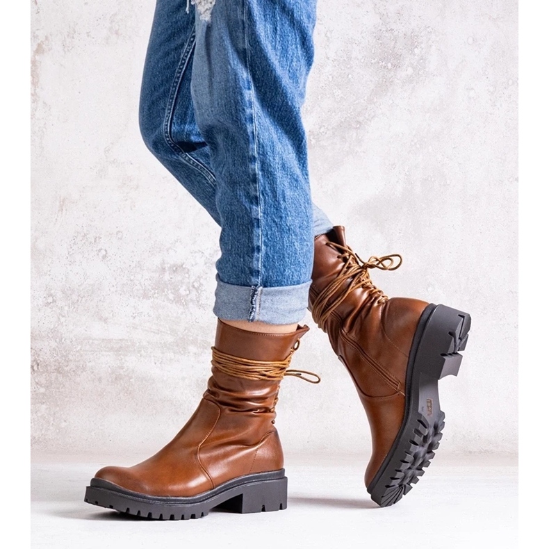 D/CEO Botins marrons em couro ecológico Sahera castanho