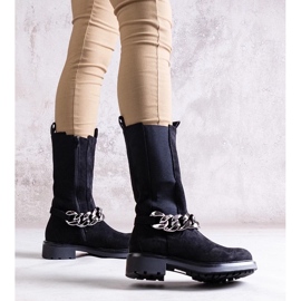 D/CEO Botins femininos pretos decorados com corrente Yasarna