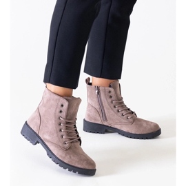 D/CEO Botas de trabalho em camurça ecológica marrom na plataforma Barosa