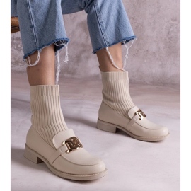 D/CEO Botins bege com parte superior em tecido da Krisa D/CEO Botins bege com parte superior em tecido da Krisa