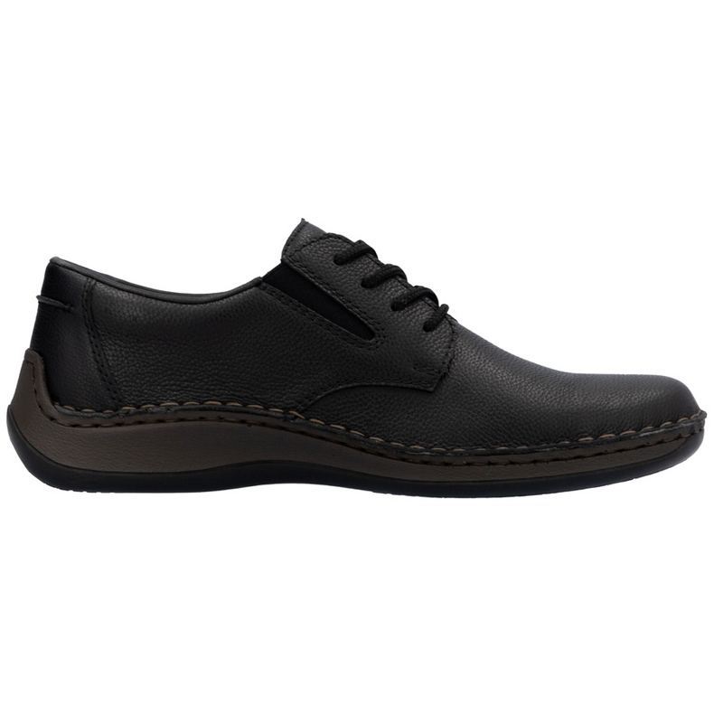 Sapatos de couro masculino de conforto Rieker 05211-00 preto