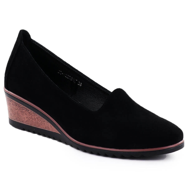 Sapatos nas cunhas camurça Black Potocki SZ12276 preto