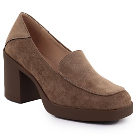 Sapatos de salto alto feminino, camurça bege potocki sz12547
