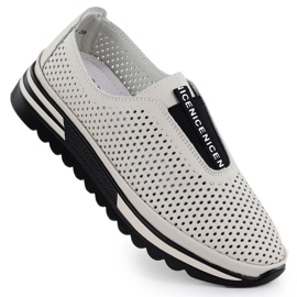 S.Barski Sapatos de couro feminino, OpenWork bege S. Barski LR51-672