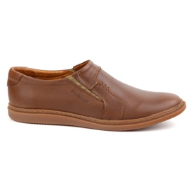 Sapatos de couro masculinos Polbut 2132PLB Camel castanho