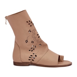 Zazoo 3437 sandálias de couro com uma parte superior superior bege