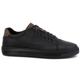 Polbut Sapatos de couro masculino 2109 preto com marrom Polbut Sapatos de couro masculino 2109 preto com marrom