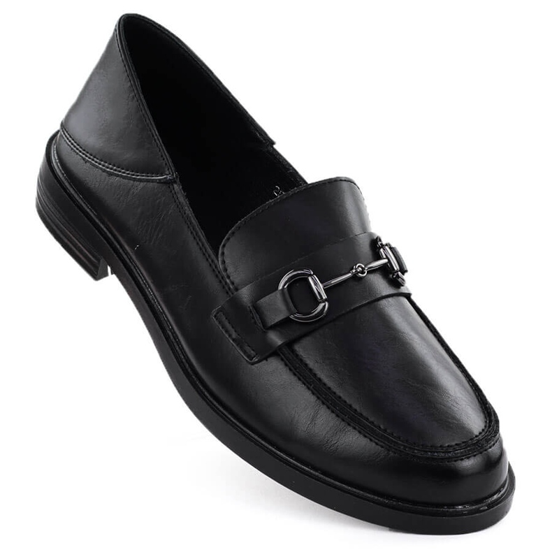 Sapatos de couro feminino confortável Vinceza Black 18107 Mocas preto
