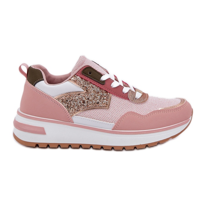 Sapatos esportivos rosa femininos brilhantes