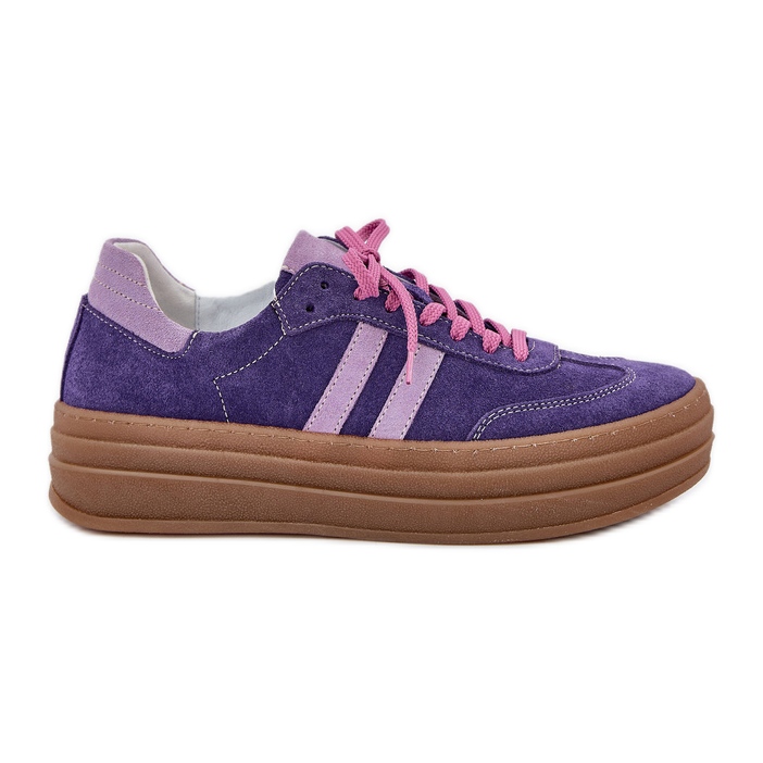 Zazoo N1068S4 Tênis de camurça feminina na plataforma violeta escura tolet