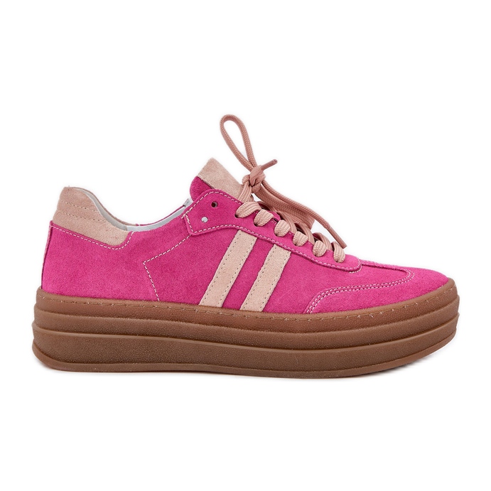 Zazoo N1068S4 Tênis de camurça feminina na plataforma Fuchsia rosa