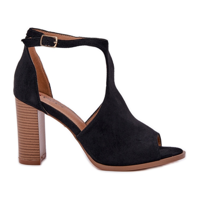 Sandálias no Eco Suede Post Black preto