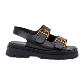 Sandálias de couro ECO com grampos pretos