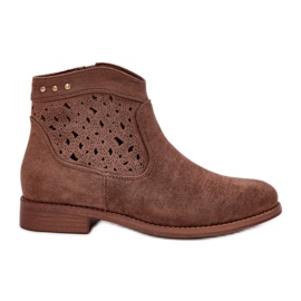 Botas de abertura de salto plano S.Barski Hy51-113 Brown marrom