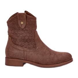 S.Barski Botas abertas de salto plano S. Barski Hy51-063 Brown marrom