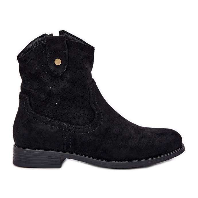 S.Barski Botas abertas de salto plano S. Barski Hy51-063 preto