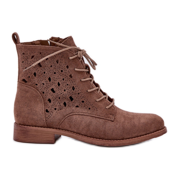 S.Barski Botas de renda de camurça com um padrão de trabalho aberto S. Barski Hy51-136 Brown castanho